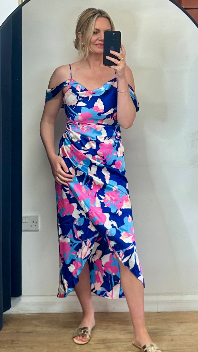 Ruched detail satin midi dress