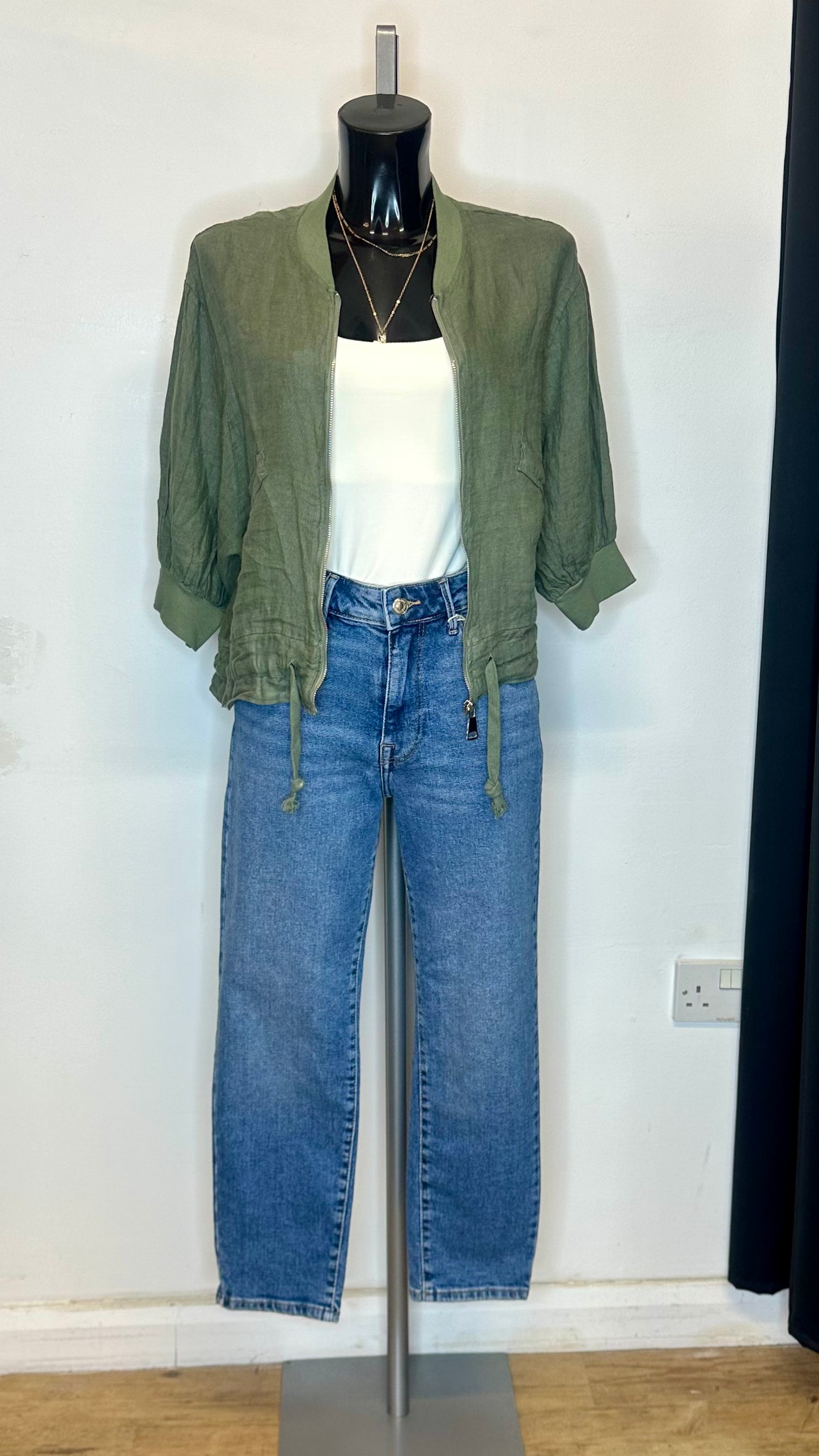 Lightweight Linen Jacket - Khaki Colour