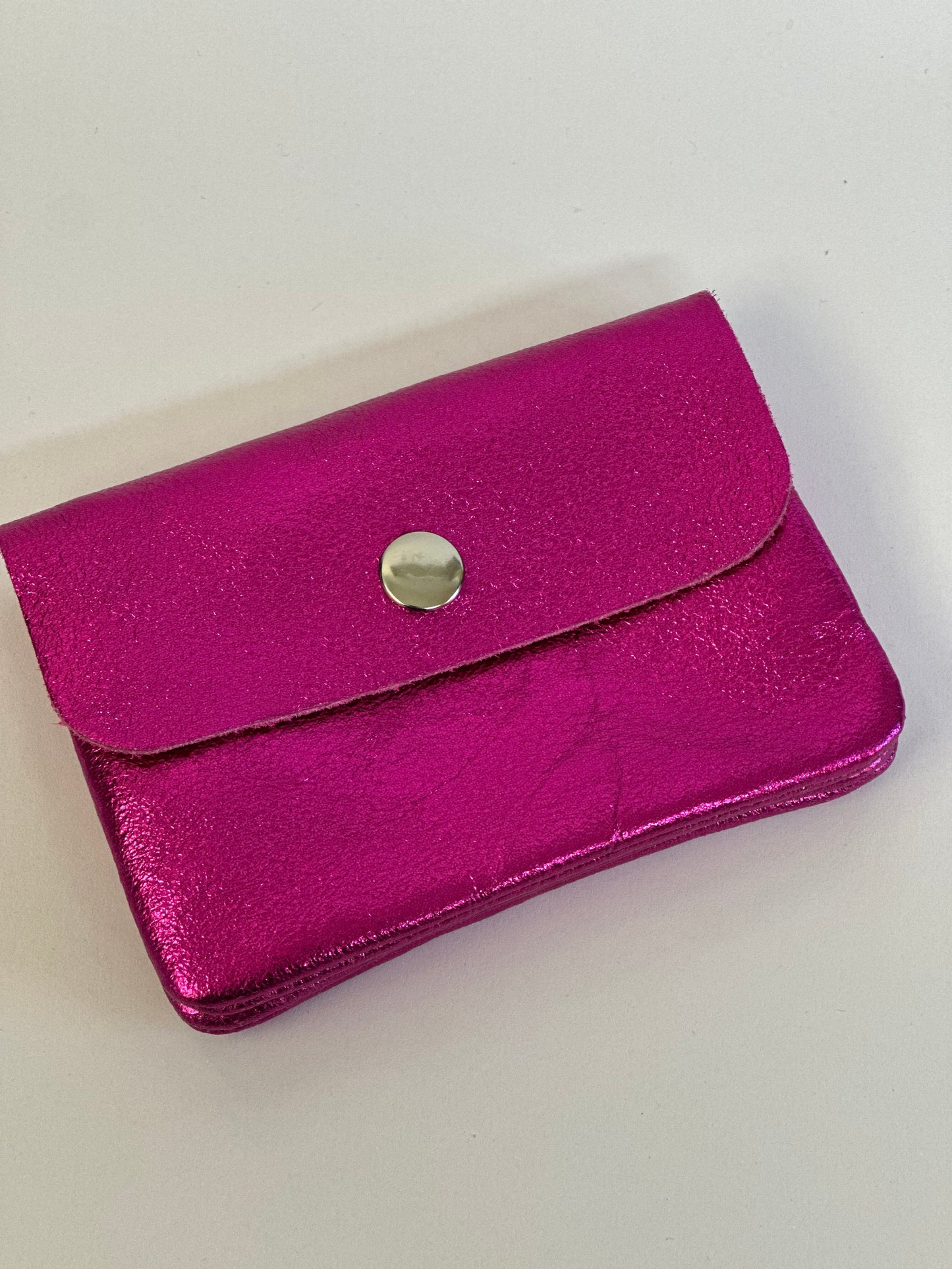 Pink metallic leather coin purse