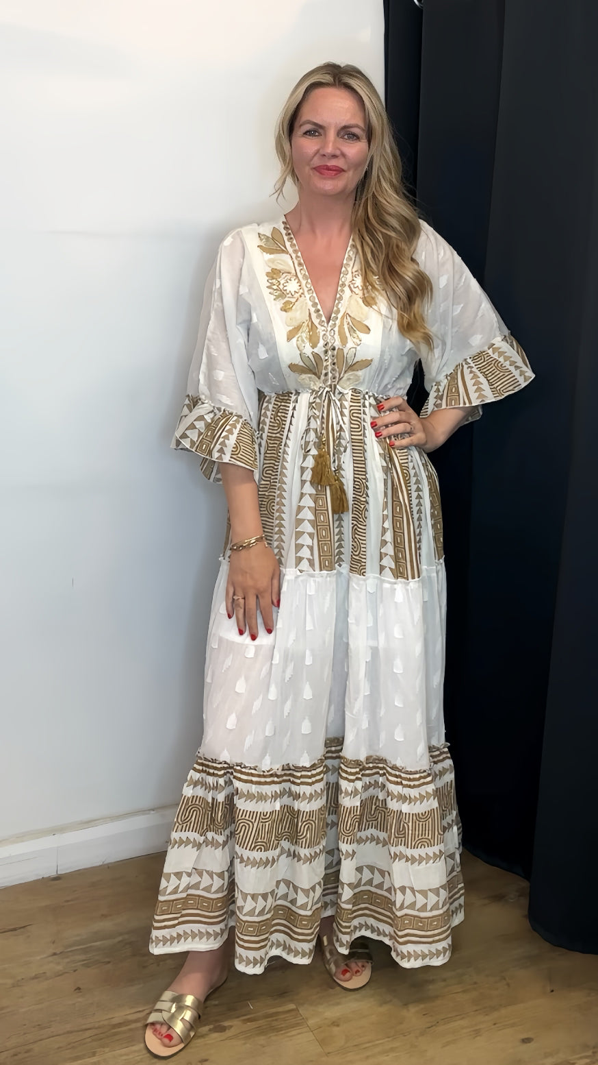 Cotton Maxi Dress - Neutral Colour