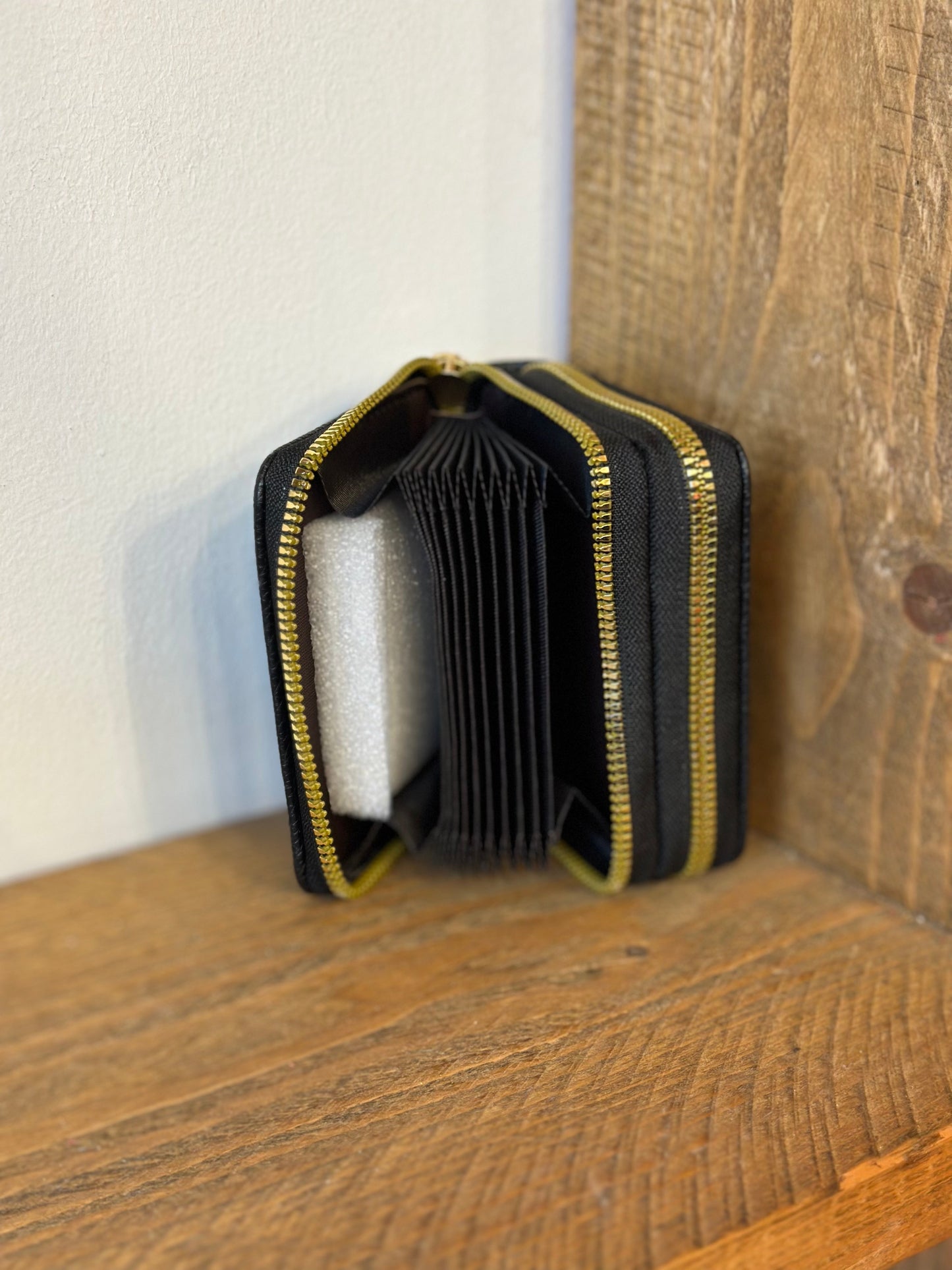 Black double zip purse