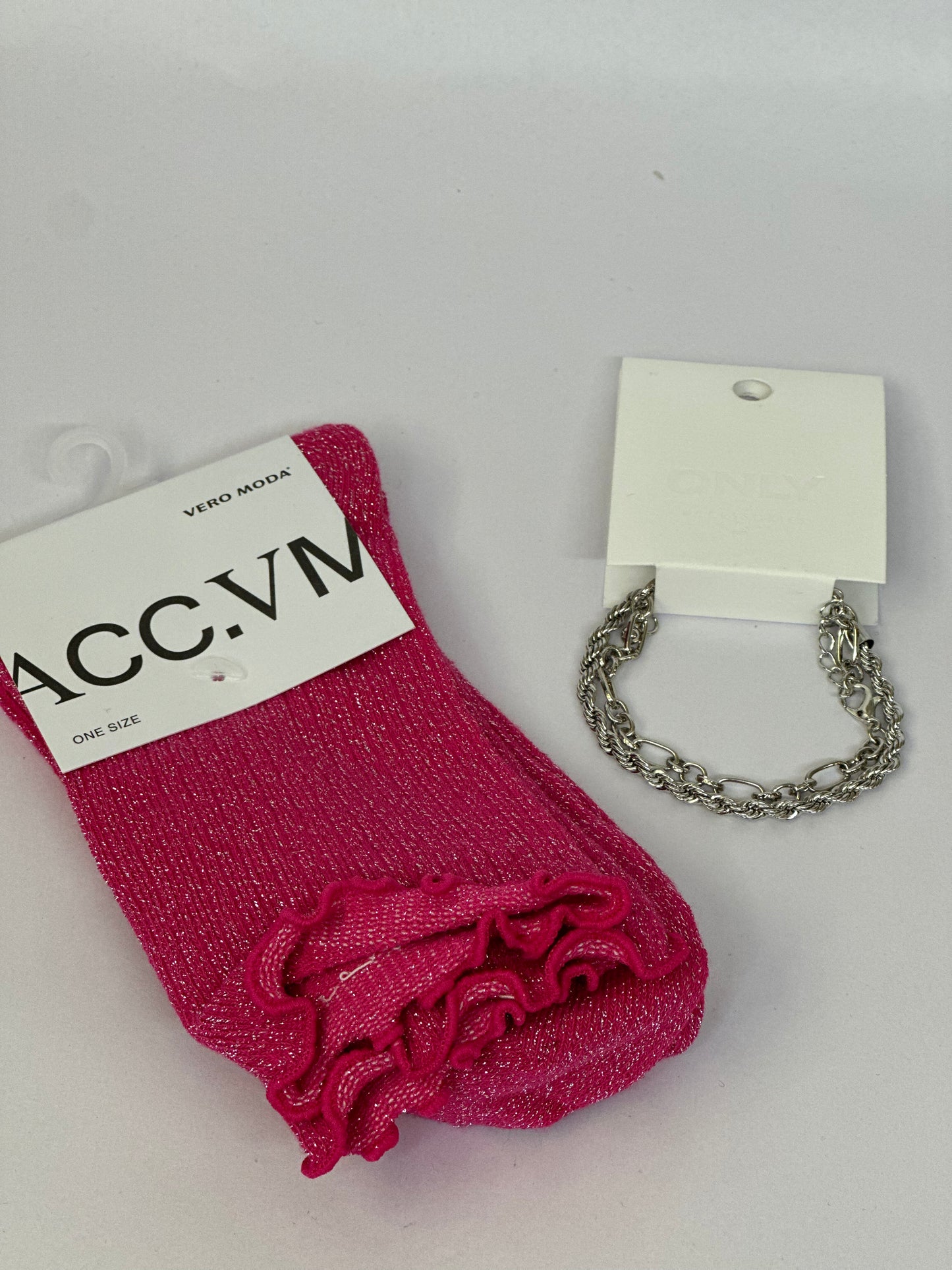 Pink Glitter Set And Bracelet Set