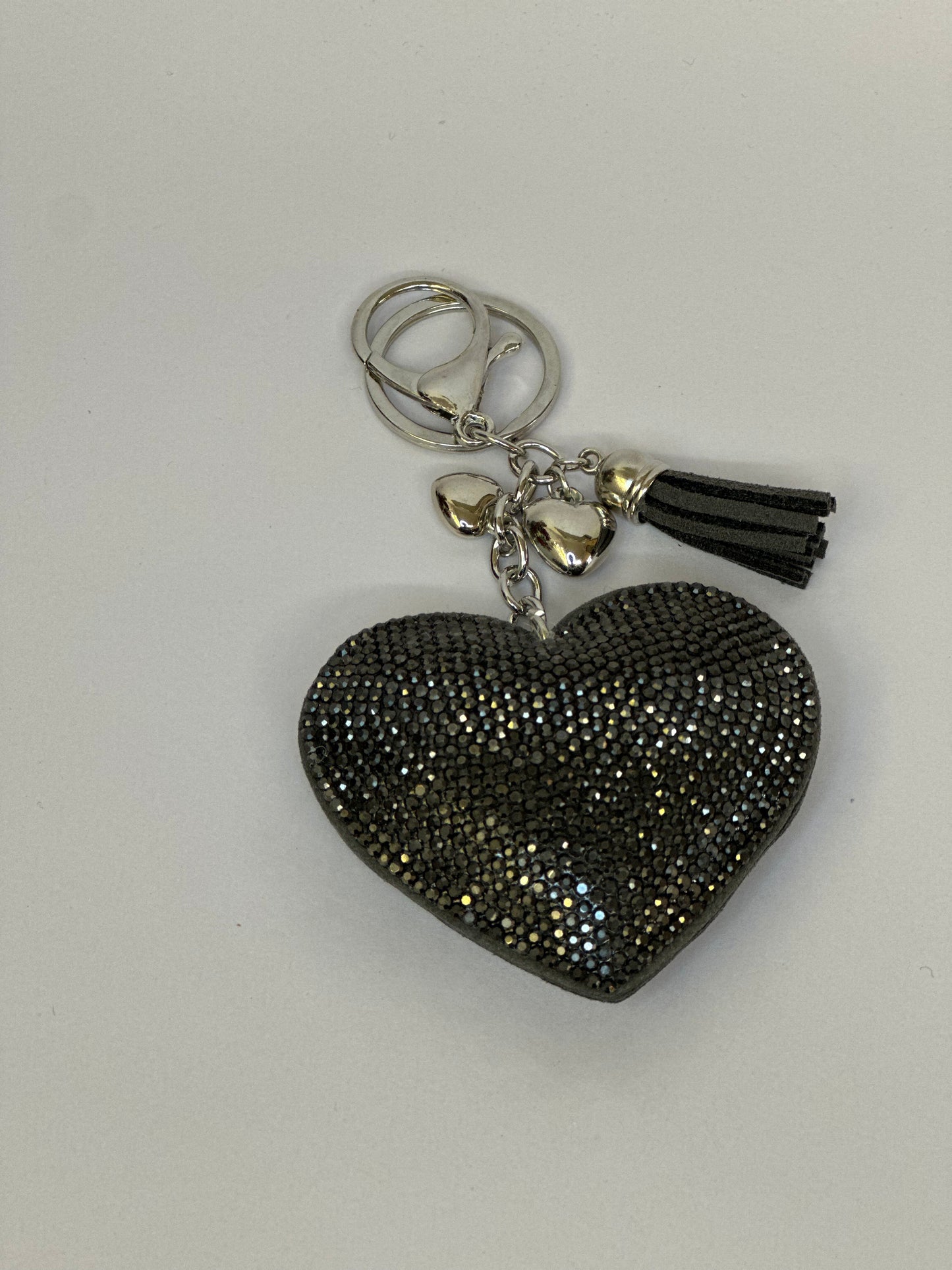Dark Grey Diamanté keyring