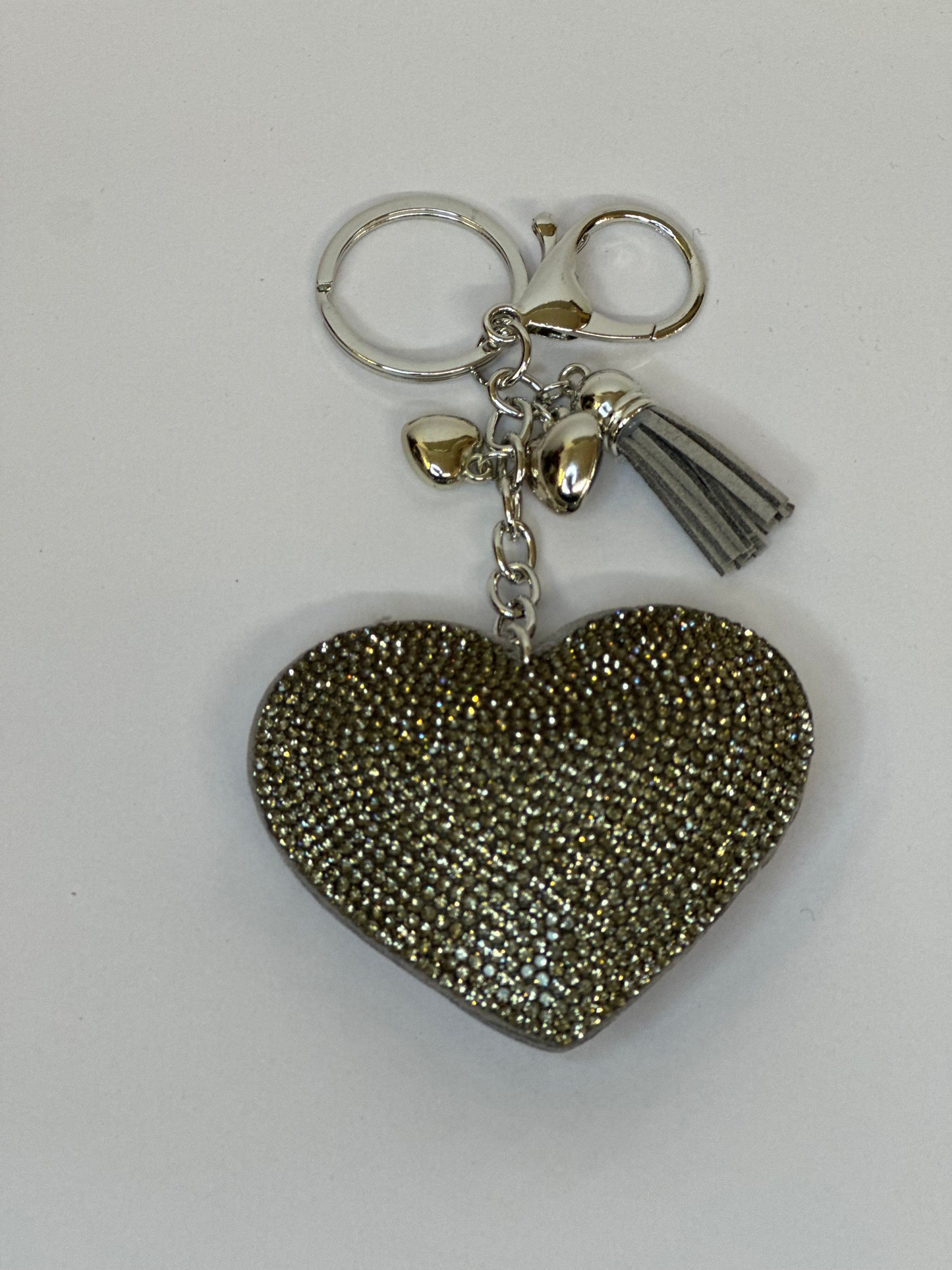 Light Grey Diamanté keyring