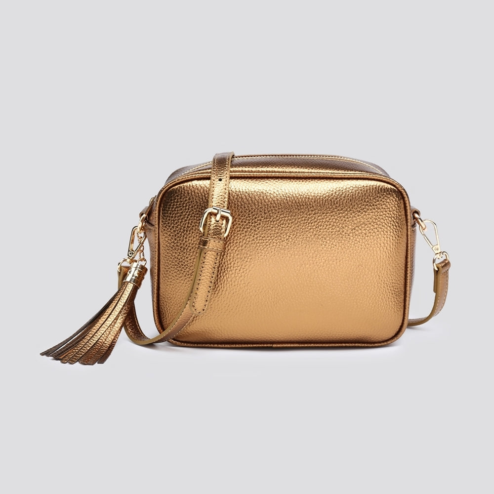 Bronze crossbody camera bag - Gold hardware