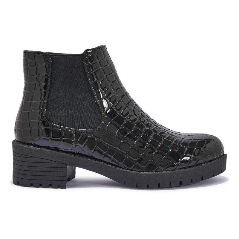 Crocodile print ankle boots