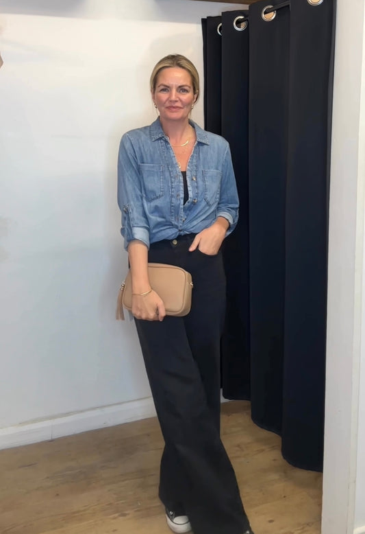 Camel crossbody camera bag - Gold hardware