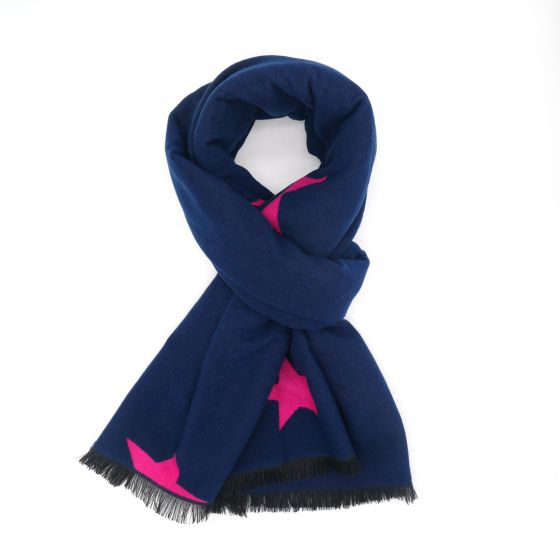 Navy / Fuchsia star scarf