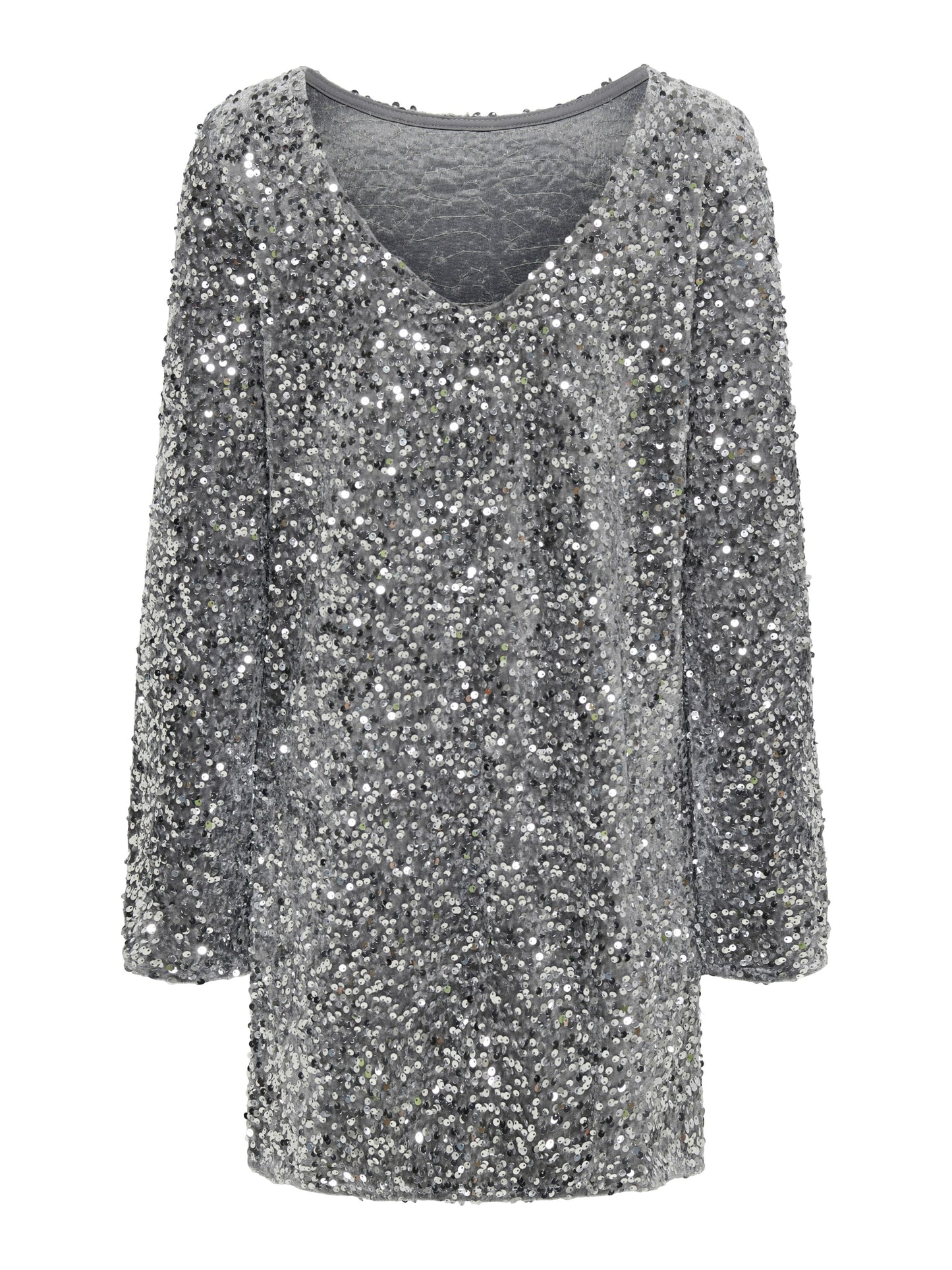 Sequin Velour Dress - Silver Colour
