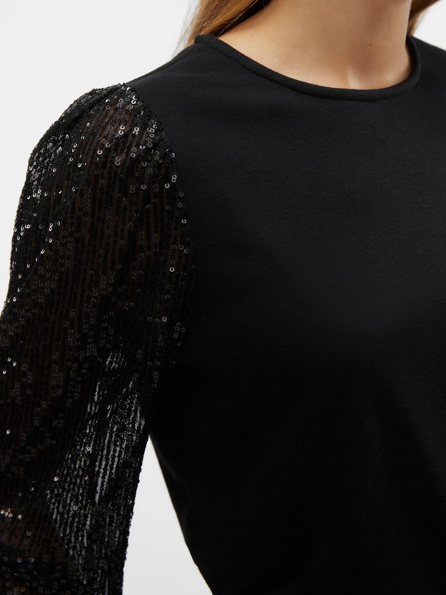 Black sequin sleeve top