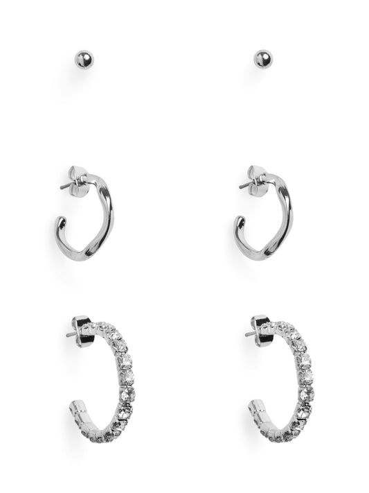 3 Pack Silver Earring Set