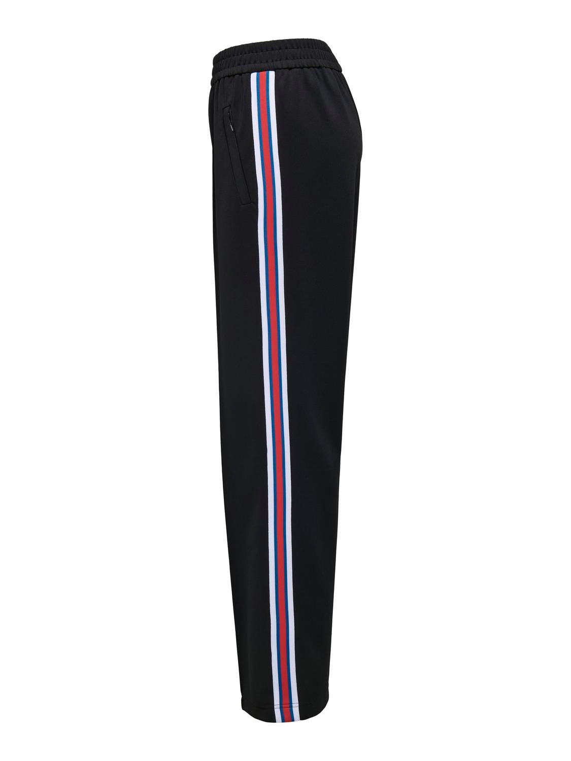 Black side stripe casual trousers