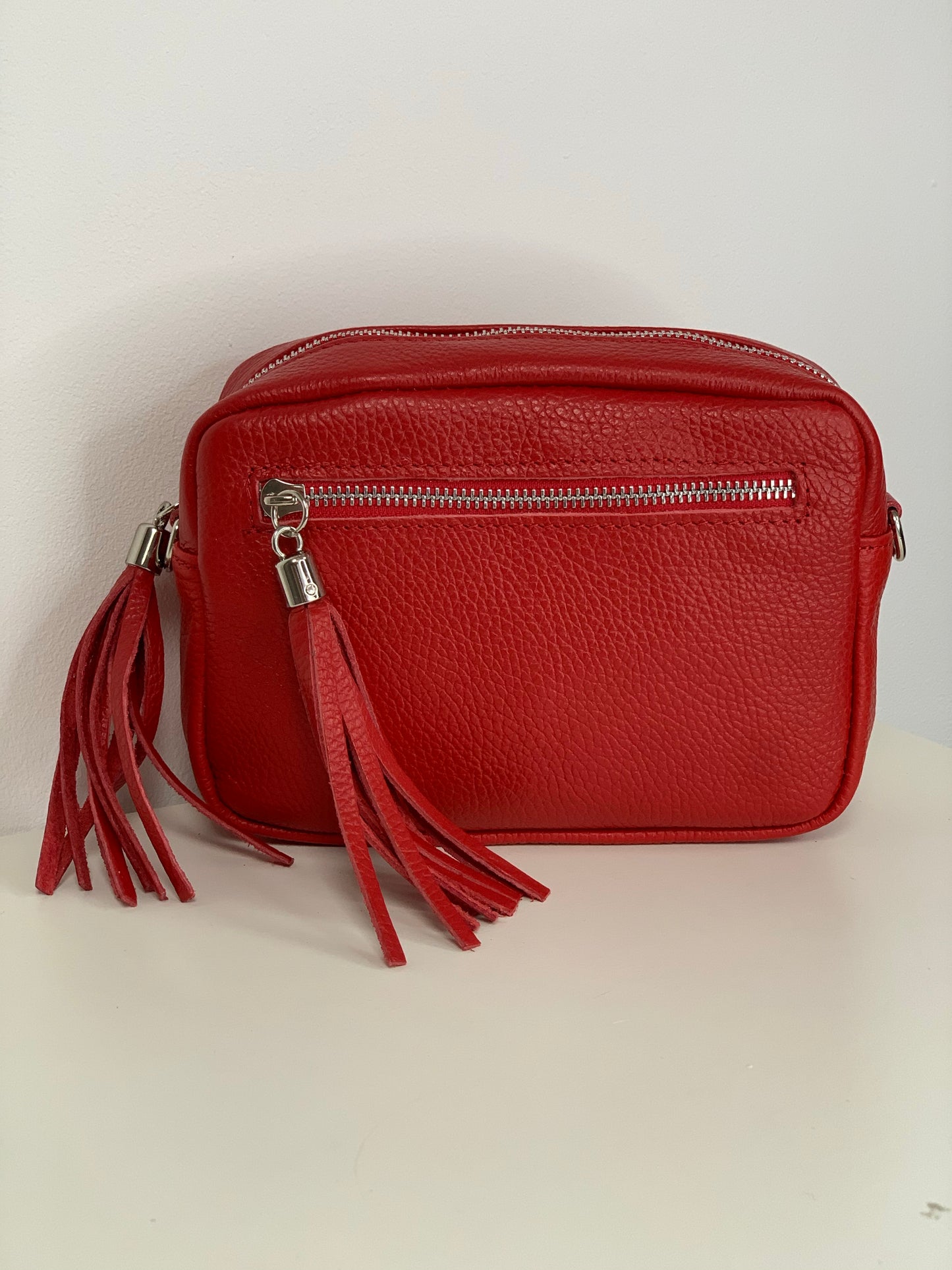Red Camera Bag - Real leather