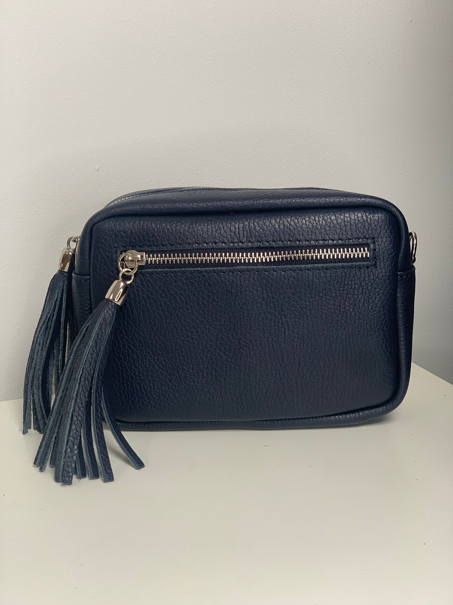 Navy Camera Bag - Real Leather