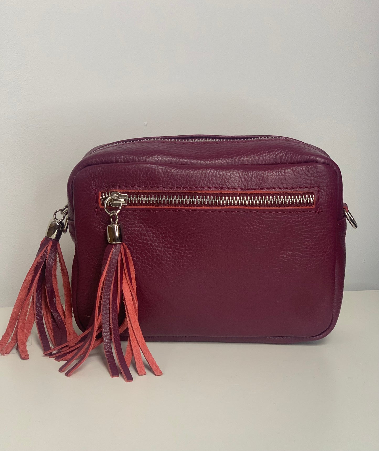 Burgundy Camera Bag - Real Leather