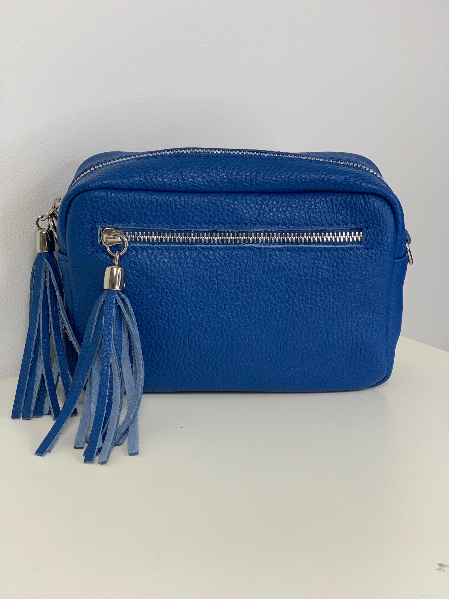 Blue Camera Bag - Real Leather