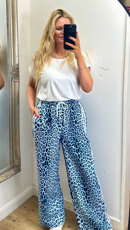 Animal Print Trousers - Blue Colour