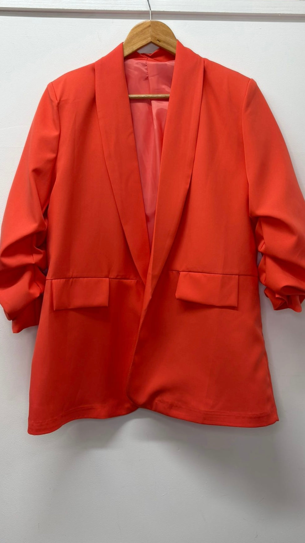 Ruched sleeve blazer - Orange