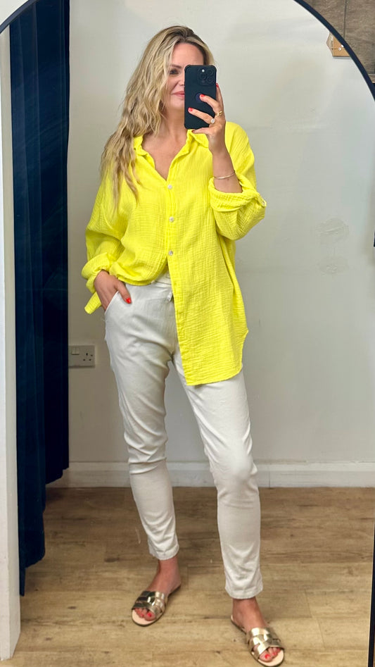 Oversized cheesecloth shirt - Yellow Colour
