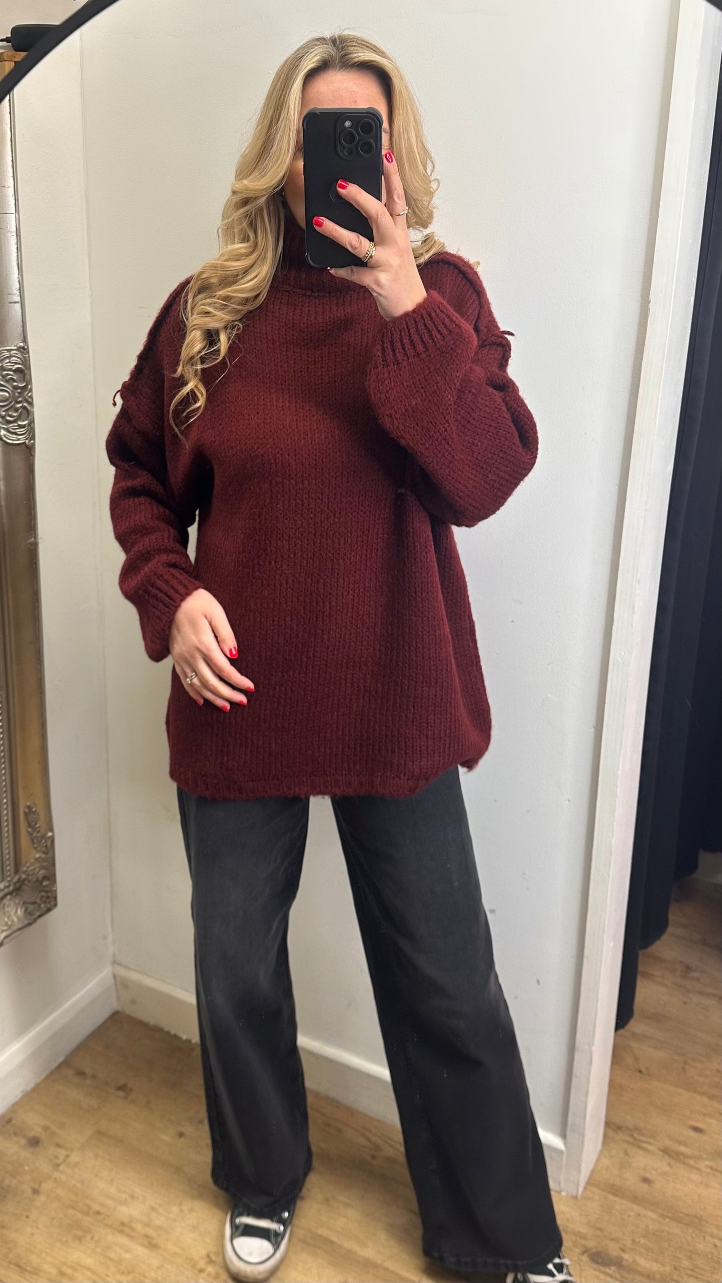 Burgundy chunky knit jumper