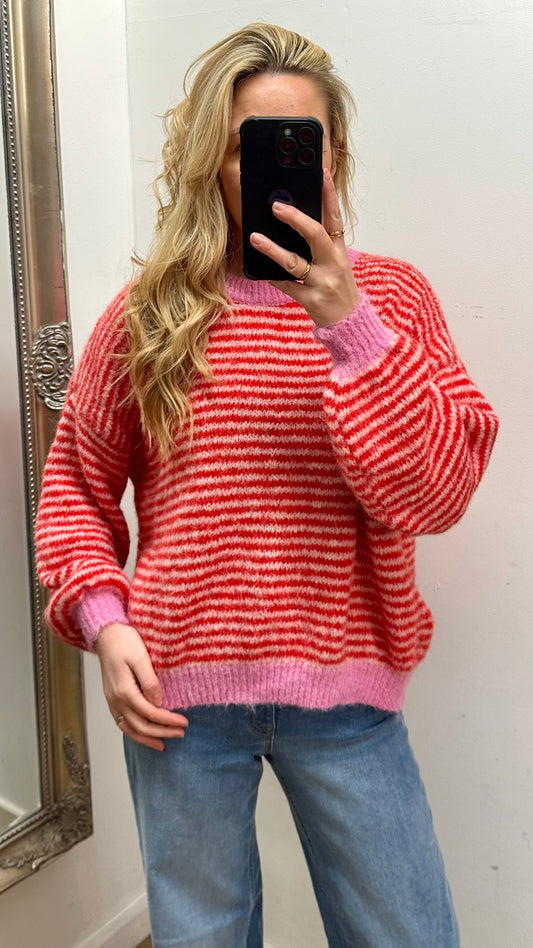 Red / Pink Stripe Knit