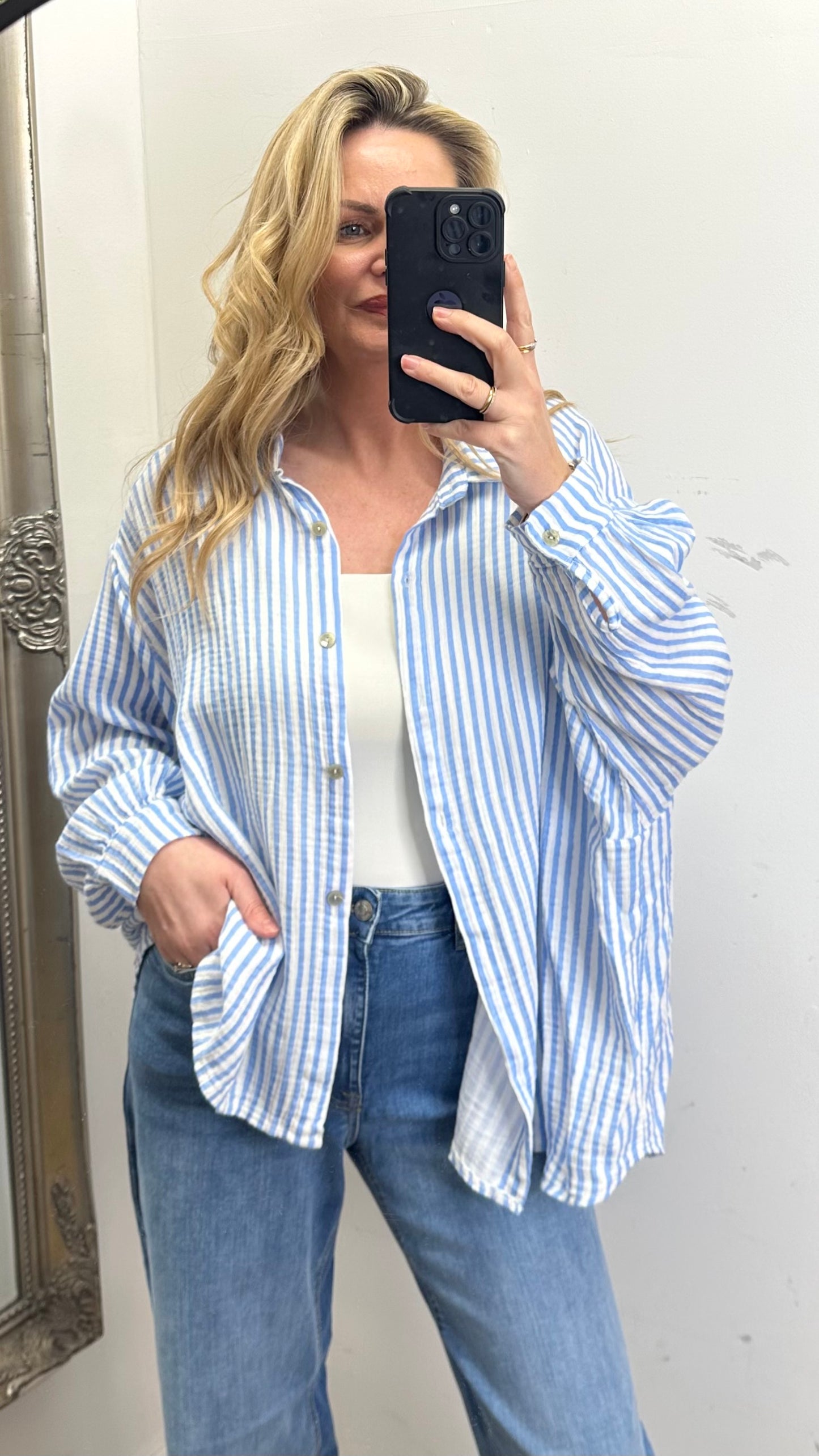 Stripe Cotton Shirt - Blue Colour