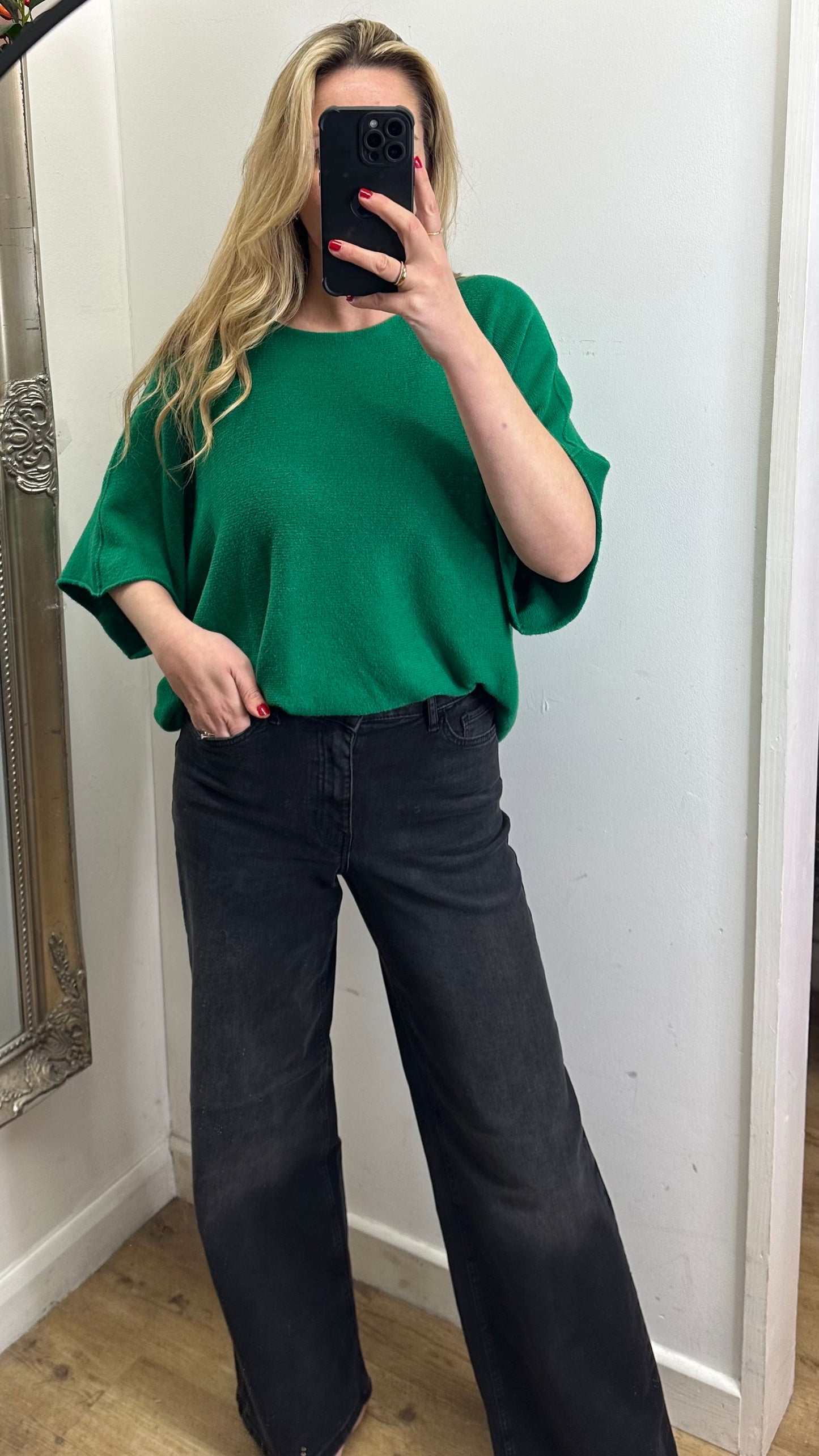 Short Sleeve Knit - Green Colour