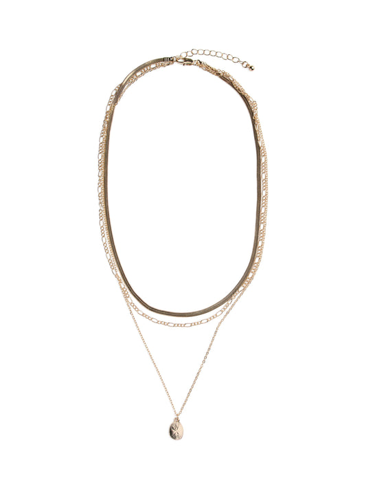 Gold Coloured 3 Chain Layered Necklace Set