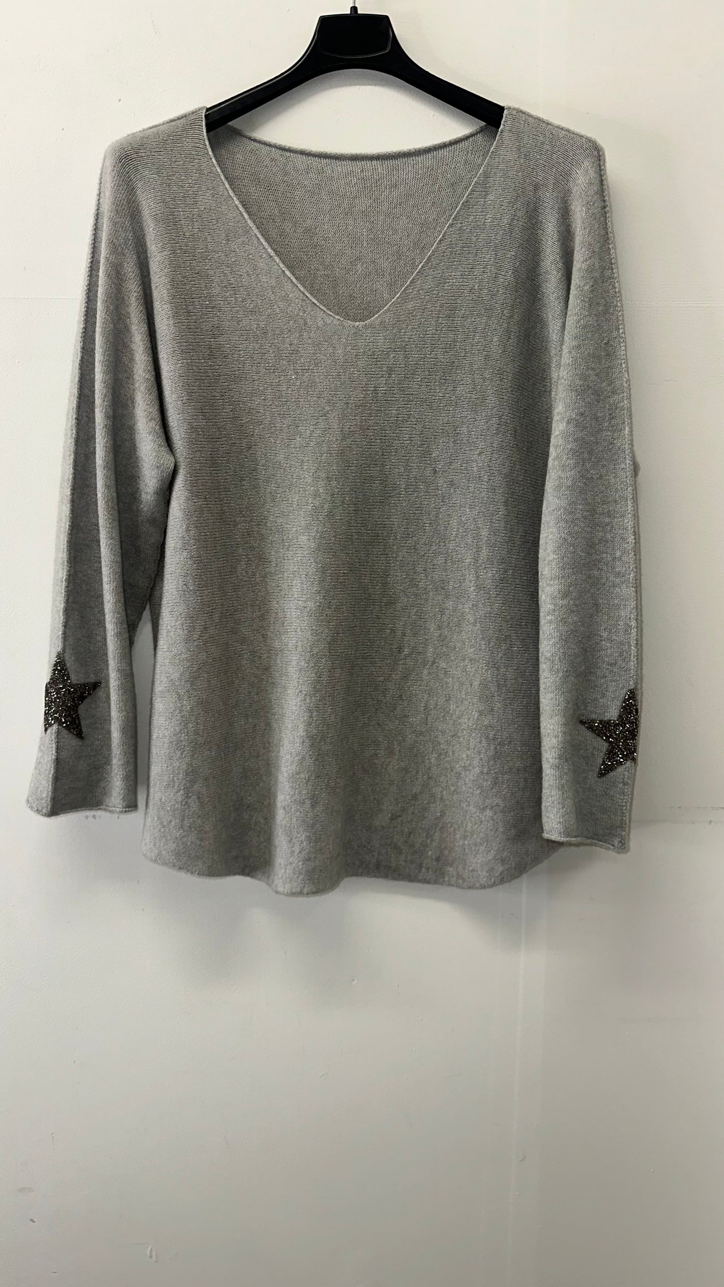 Star Sleeve Jumper - Grey Colour