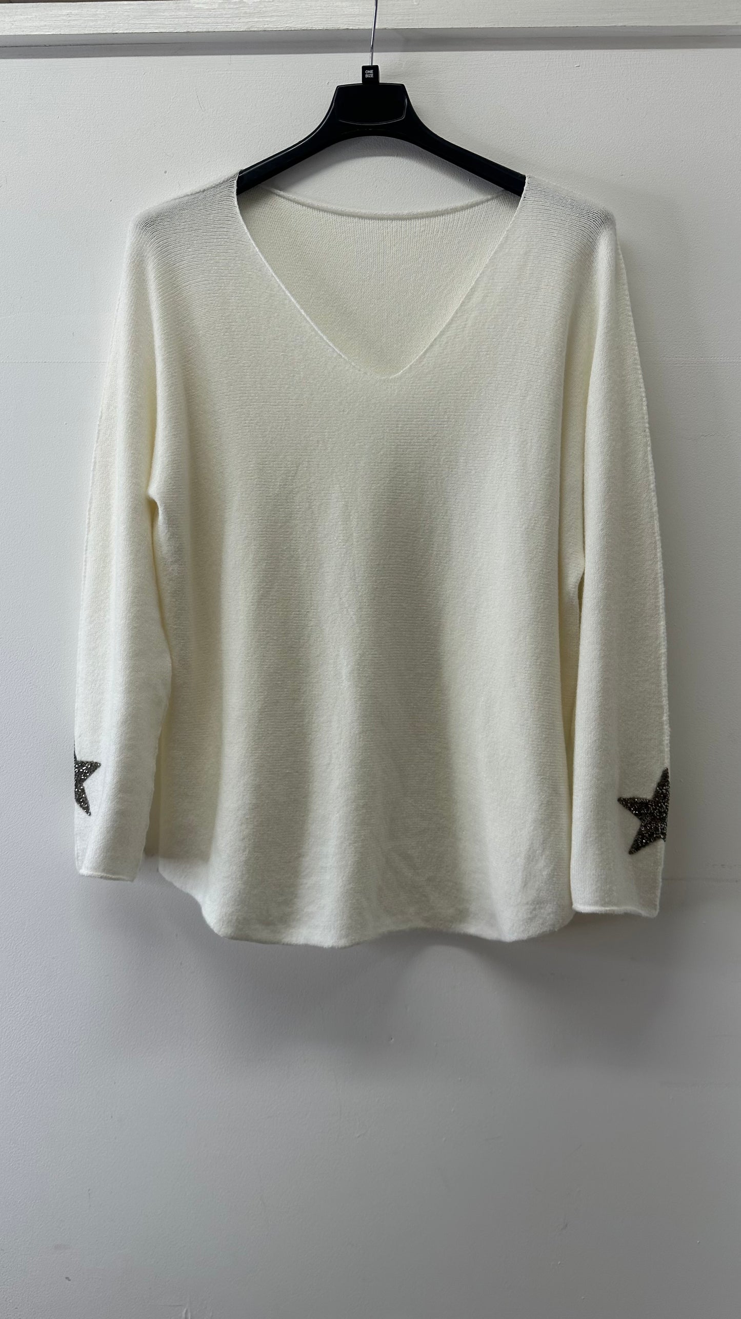 Star Sleeve Jumper - White Colour