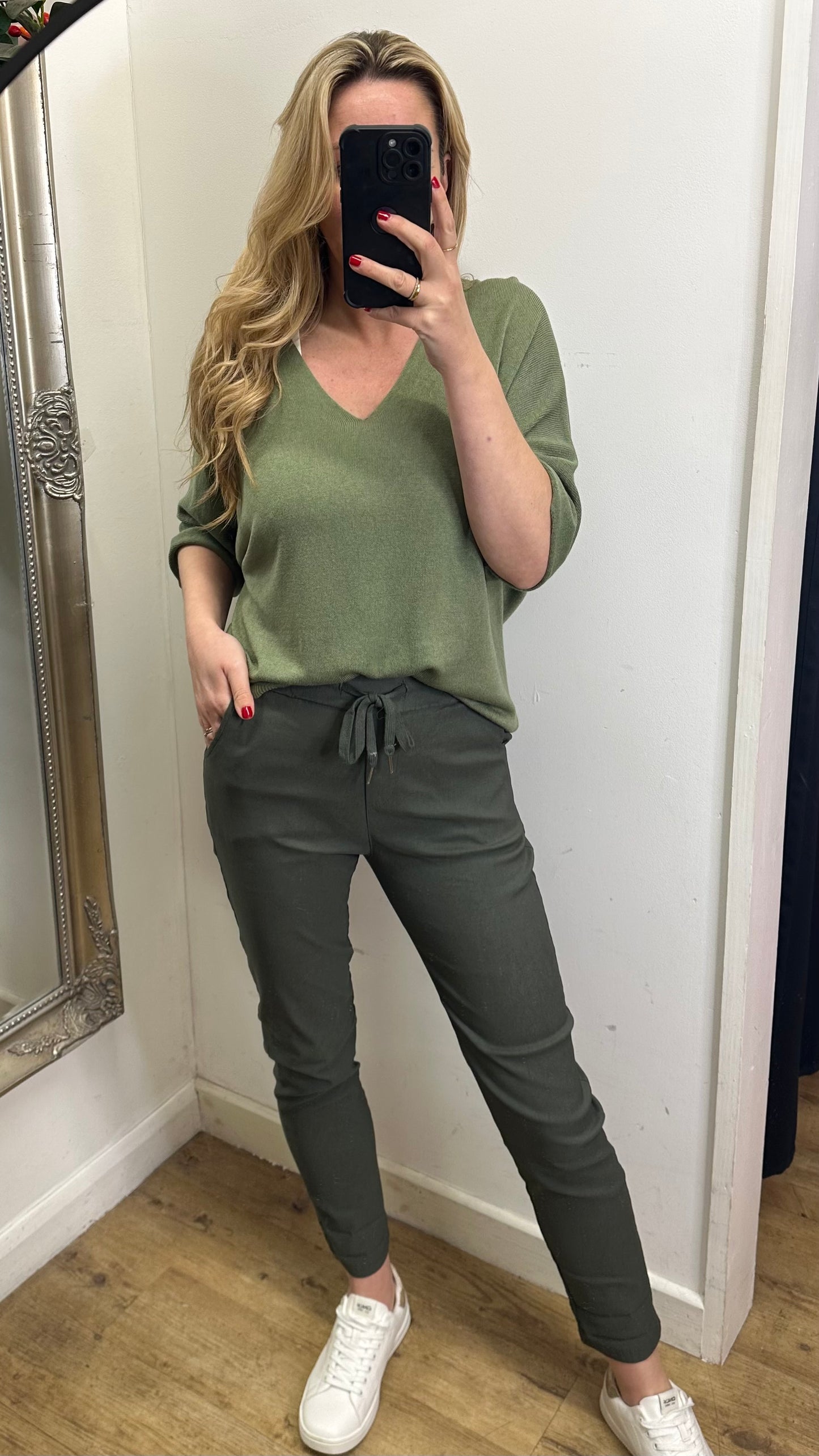 Khaki Fine Knit Top
