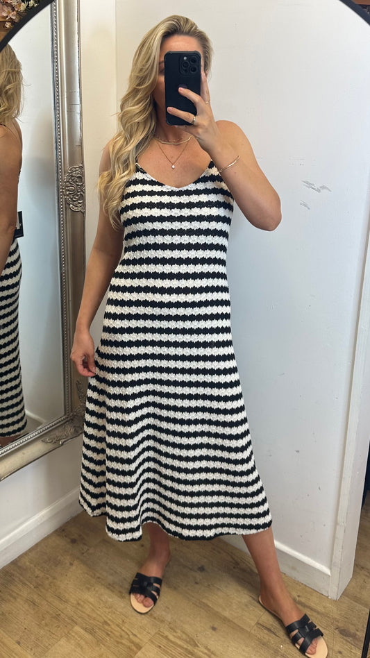 Black Stripe Midi Dress