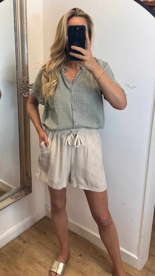 Linen Blend Shorts - Neutral