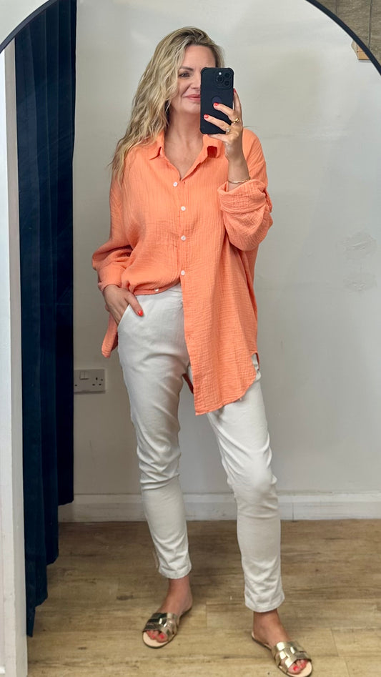 Oversized cheesecloth shirt - Orange Colour