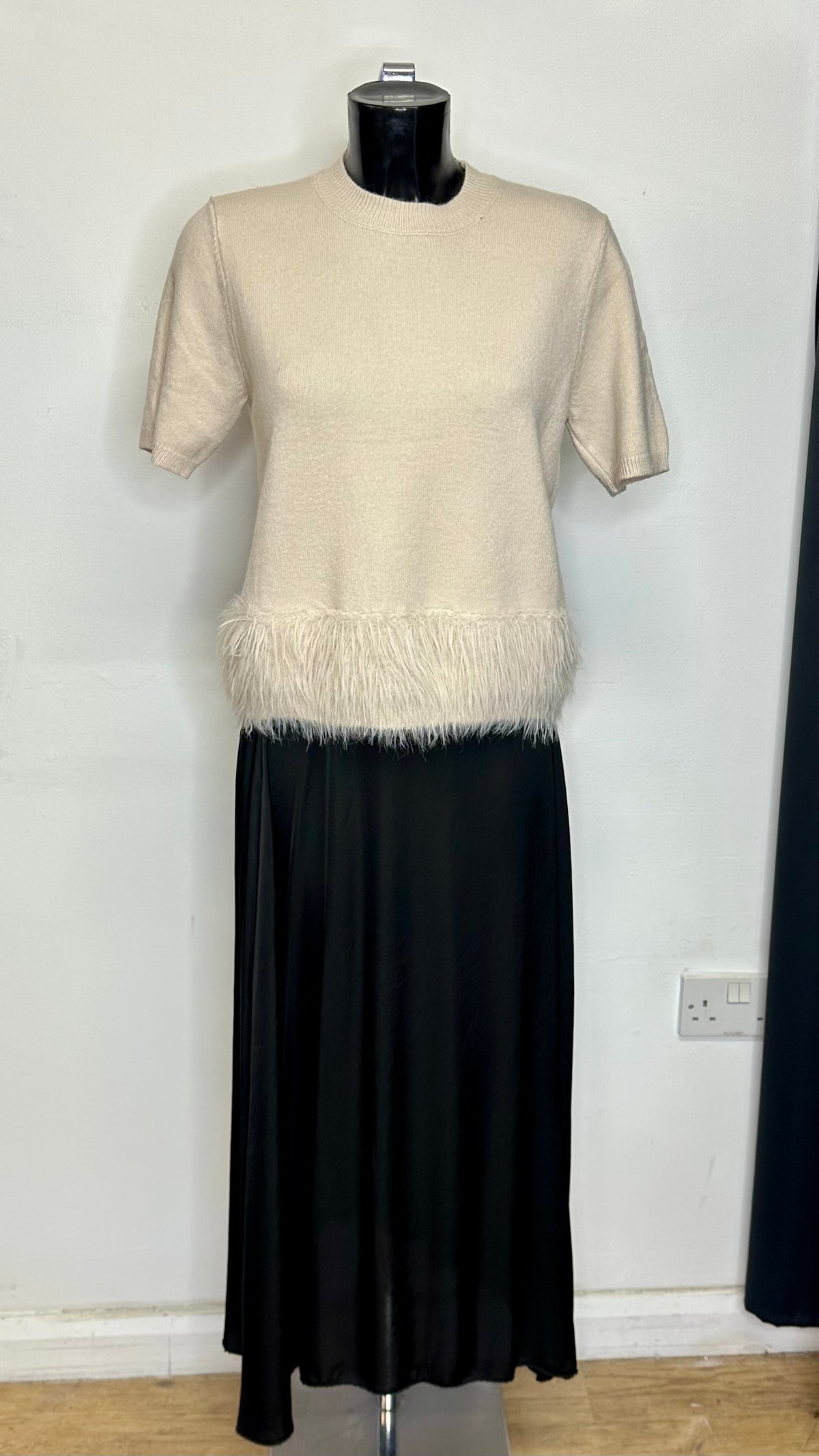 Soft Touch Fluffy Trim Top - Cream