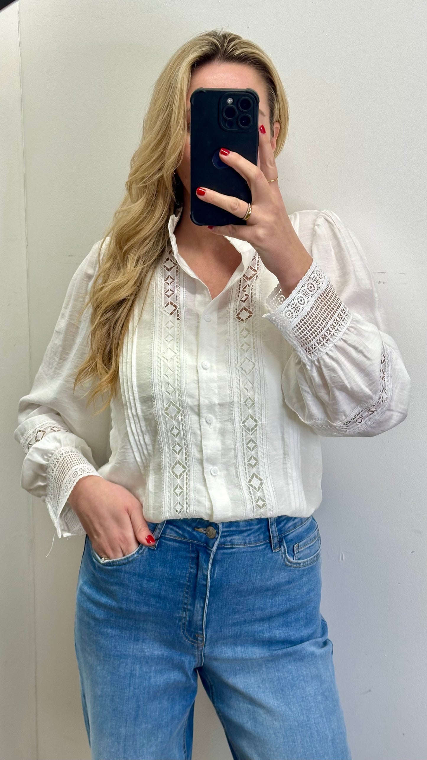 White embroidered shirt