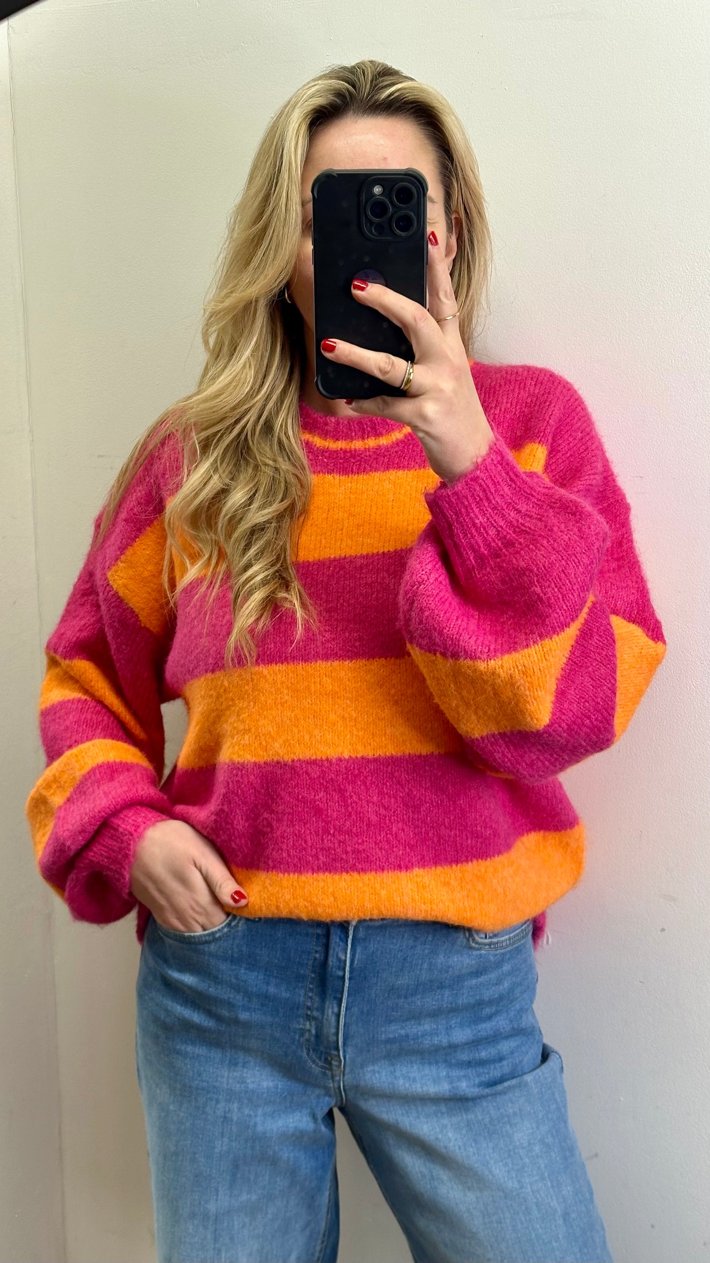 Pink / Orange stripe knit