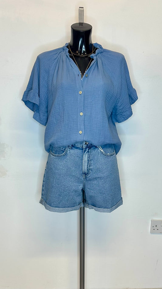 Cheesecloth Top - Blue Colour