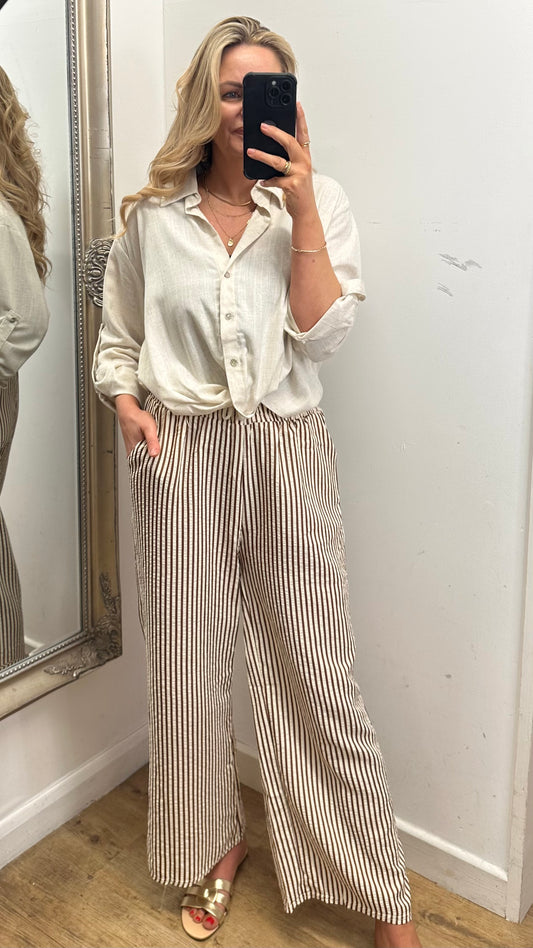 Stripe Trousers - Brown Colour
