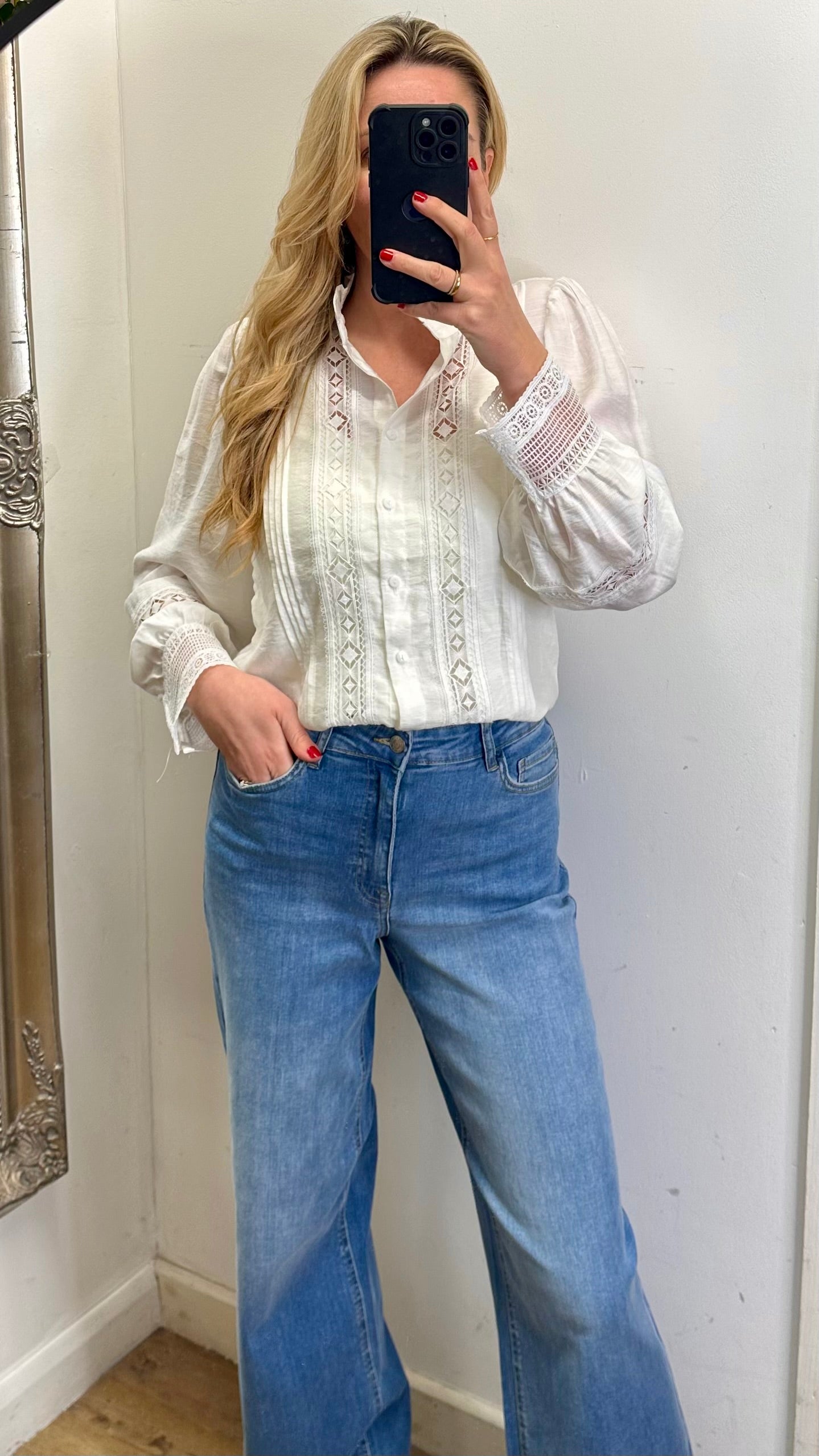 White embroidered shirt