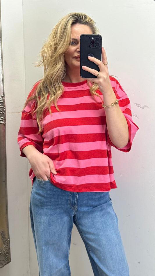 Red / Pink Stripe Top