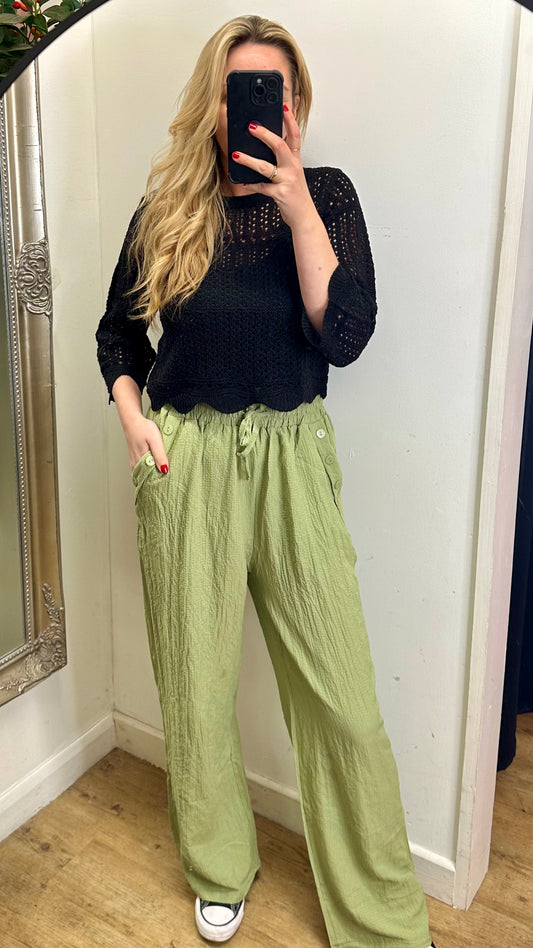 Loose Fit Trousers - Mint Green Colour