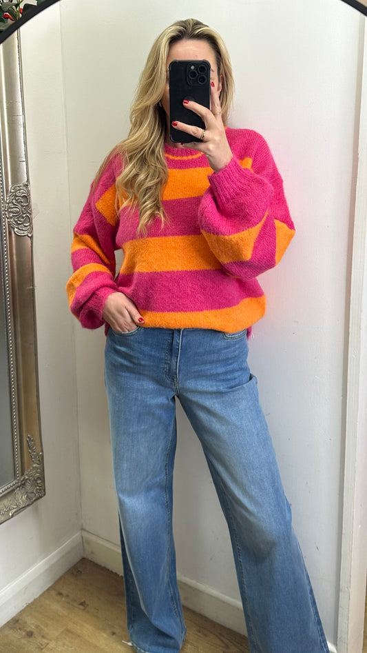 Pink / Orange stripe knit
