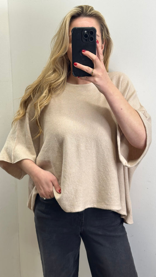 Short Sleeve Knit - Beige Colour