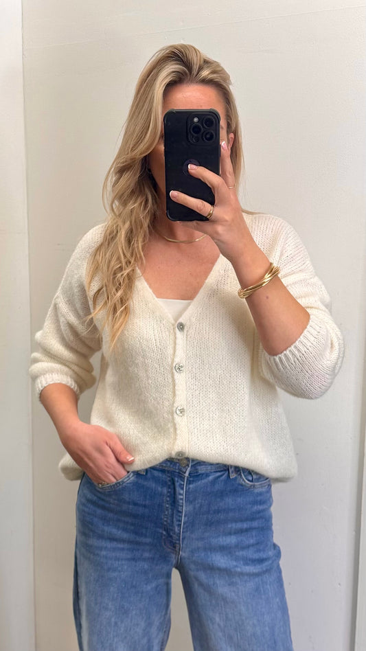 Mohair Cardigan - White Colour