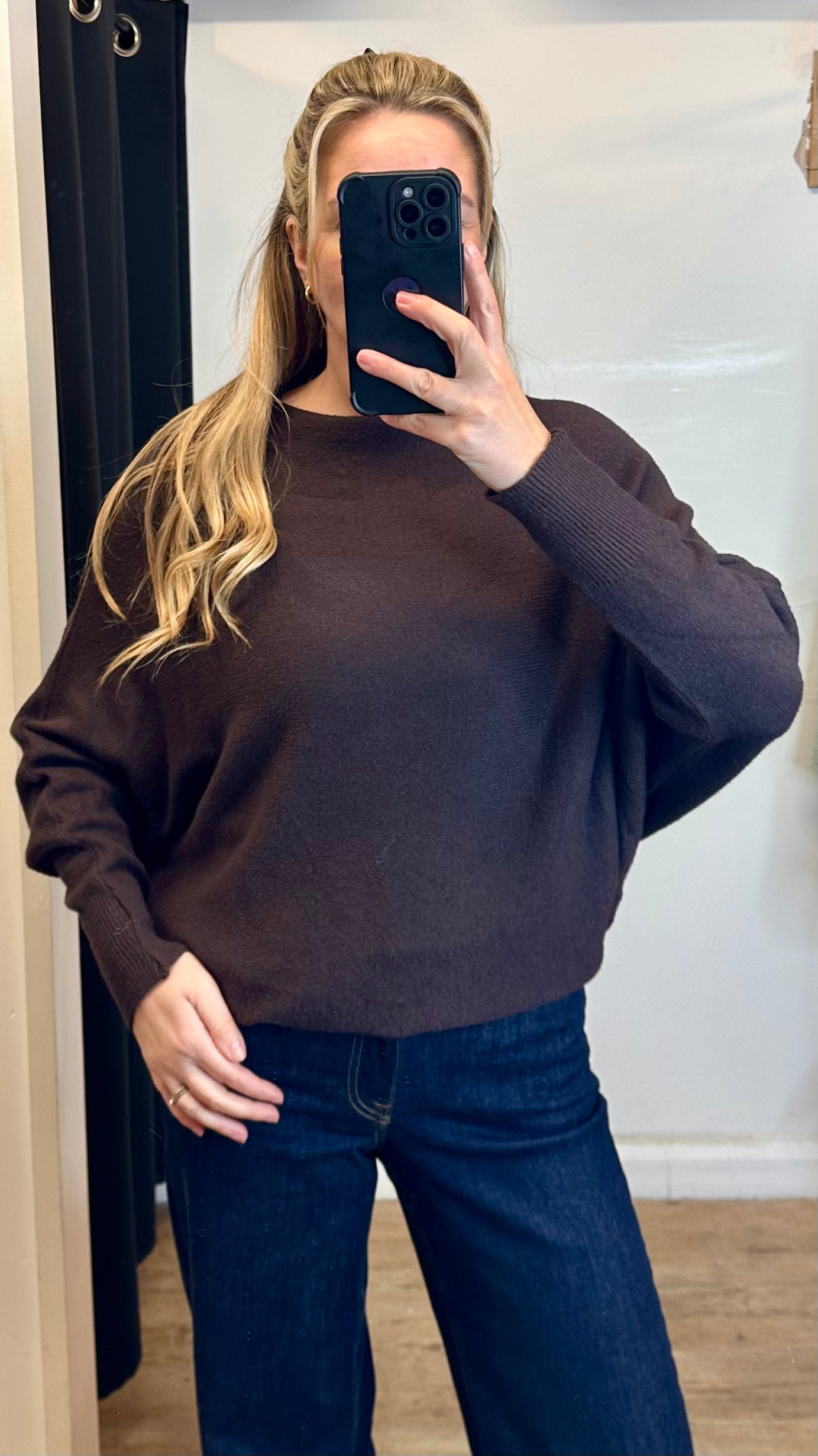 Brown batwing jumper