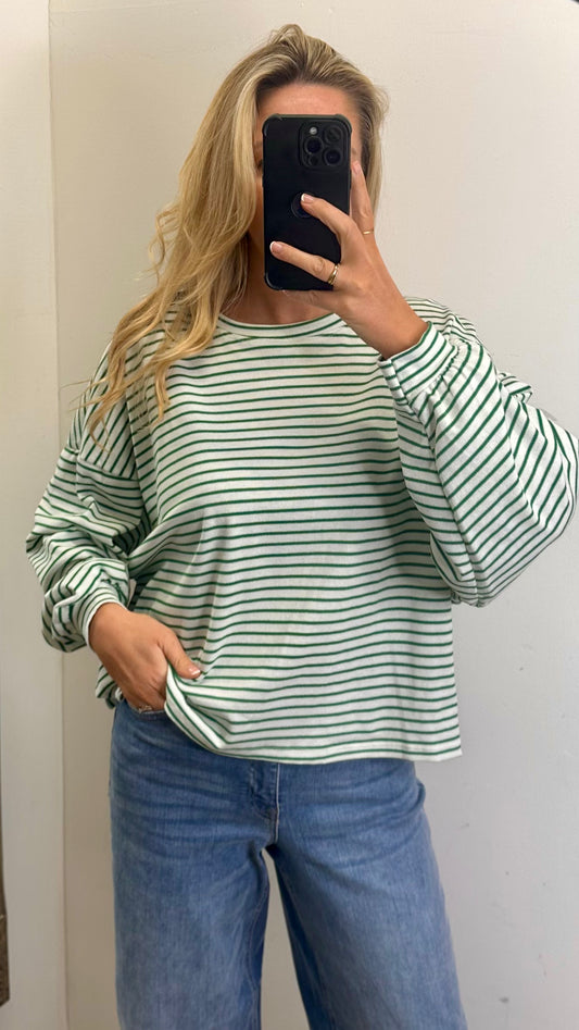 Green Stripe Top - 100% Cotton