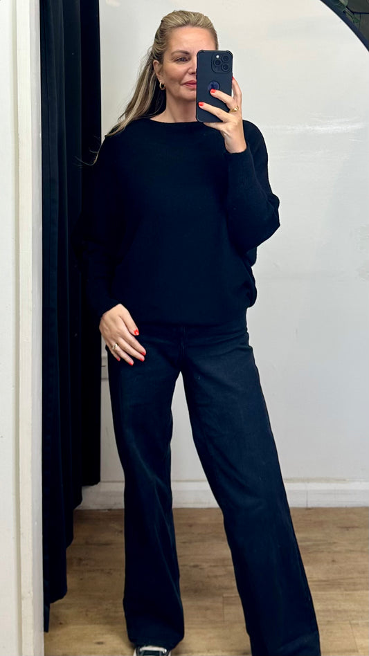 Black batwing jumper