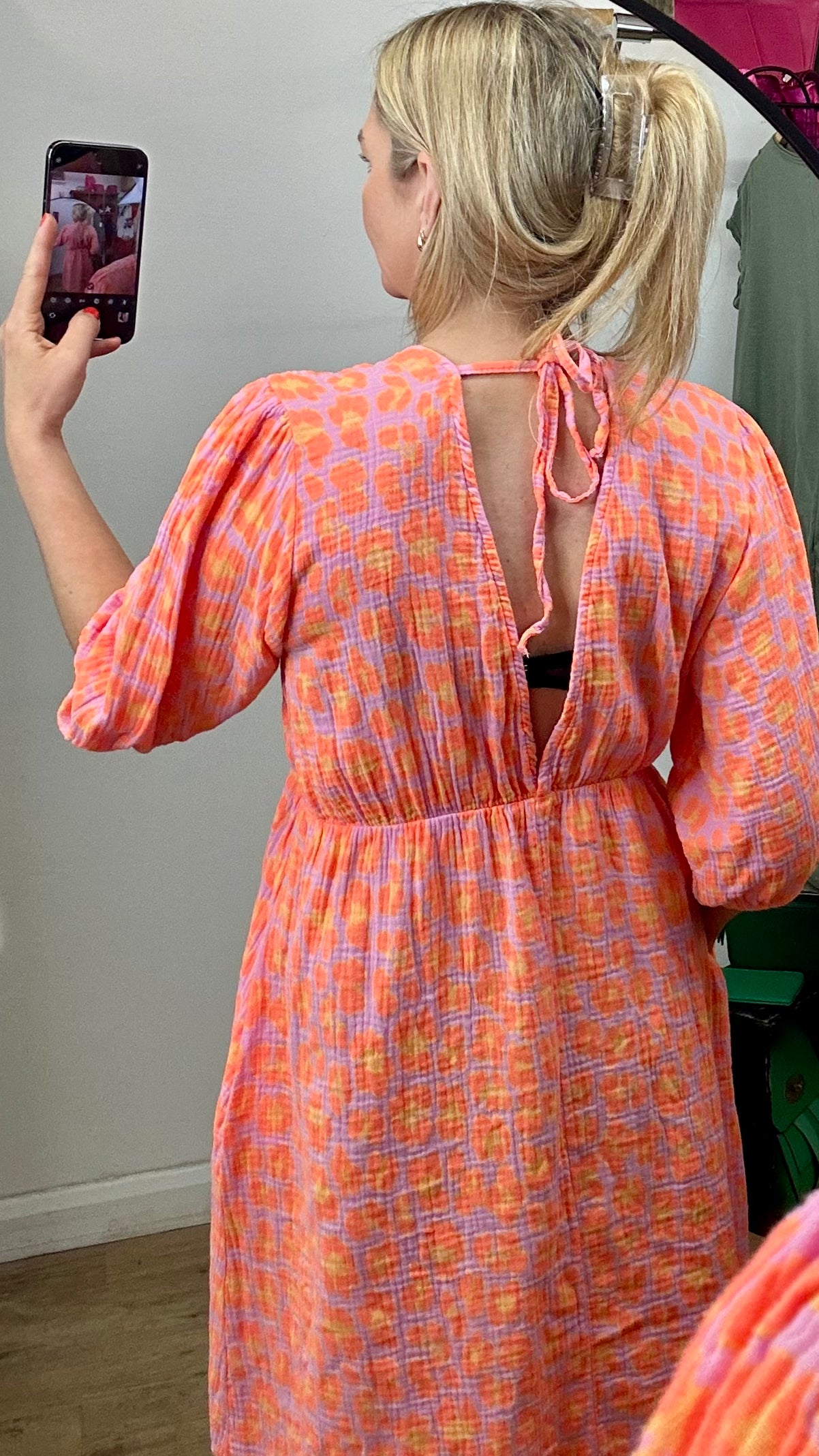 Orange animal print dress