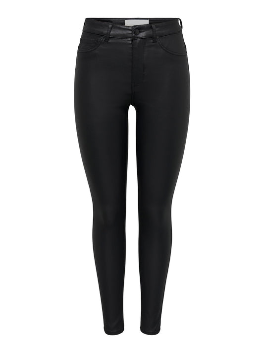 Black faux leather trousers